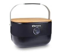 Barbecue à Gaz Portable Compact 2,7kW Grille Fonte Mini Barbecue de Table Noir Kit Planche à Découper Bois 2/4 Personnes Sahara