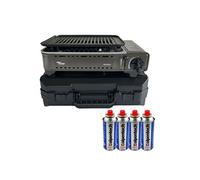 Barbecue à gaz Portable Grill 1780W + 4 Cartouches Gaz Butane Allumage Piezo + Mallette Camping ALPEN