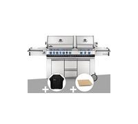 Barbecue à gaz Prestige Pro 825 + Housse de protection + Pierre à pizza large rectangle