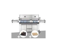 Barbecue à gaz Napoleon Prestige Pro 825 + Plateau charbon + Pierre à pizza large rectangle