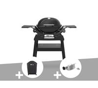 Barbecue à gaz Q 1200N noir avec pied + Housse + Rôtissoire - Weber