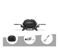 Barbecue à gaz q 1200n noir + housse + rôtissoire + spatule - weber