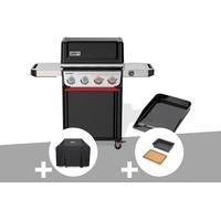 Barbecue à gaz Spirit EP-425 mix plancha émaillée + Housse + Bac et planche à découper - Weber