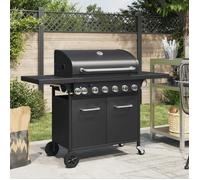 Barbecue à gaz - vidaXL - 7 brûleurs - Noir - Acier enduit - Thermomètre intégré