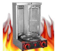 Barbecue À Kebab Gaz, Machine Gyroscopique Vertical, Avec Interrupteur De Réglage La Température, Commercial BBQ Grill Shawarma Gyros Rotisserie Tool 3000 W 220 V(Silver)