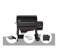 Barbecue à pellets searwood xl 600 + plan de travail + kit de fumage + housse -