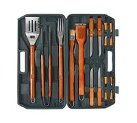 Barbecue Accessoires 18 pièces dans mallette manche en bois grandes Valise BST d 7