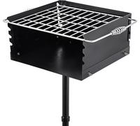 Barbecue au charbon de bois 16 x 16 pouces - Colonne de sol avec chariot - Barbecue au charbon de bois en acier inoxydable - Barbecue léger avec couvercle - Accessoires pour barbecue - Appareil pour s
