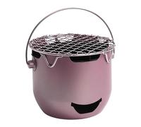 Barbecue au charbon de bois - Barbecue de table avec grille de cuisson et poignée - Équipement de barbecue en acier pour voyage, camping, cuisine, jardin, balcon