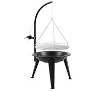 BBQ-Toro Barbecue suspendu avec grille de cuisson Ø 55 cm | Barbecue au charbon de bois avec brasero | Trépied pour chaudron à goulasch | Grille de cuisson Ø 50 cm, grille de barbecue avec bac à feu