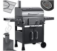 Berdsen Barbecue au charbon de bois - BBQChef - Avec cheminée et grille en fonte - 41,5 x 57 cm - Bac à charbon réglable en hauteur, thermomètre, étagères latérales pliables, armoire inférieure