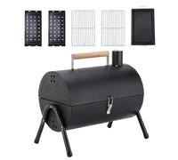 Barbecue au charbon de bois compact en forme de tonneau avec poignée - Barbecue portable avec couvercle pour la maison, le jardin, le balcon, le pique-nique, le camping, le barbecue d'extérieur