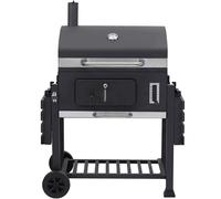 Barbecue au charbon de bois extra large - double zone - Barbecue extérieur avec double zone, grille de charbon réglable et table d'appoint rabattable