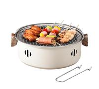 Barbecue au charbon de bois - Grilles de barbecue antiadhésives, barbecue au charbon de bois multifonction | Four à charbon de bois avec lève-filet et poignée en bois, barbecue de table pour intérieur