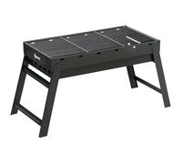 Barbecue à charbon de bois pliable portable dim. 74L x 30l x 37H cm avec grille acier noir Noir