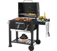 Barbecue au charbon de bois, plaque de charbon de bois réglable en hauteur, grande surface de cuisson, design facile à déplacer