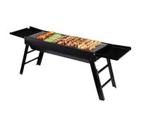 Barbecue au Charbon de Bois Portable - Gril avec Plateau Latéral | Barbecue Pliant en Acier Inoxydable avec Plateau Amovible 88x22x31 cm, Idéal pour Jardin, Camping, Balcon & Cuisine en Plein Air