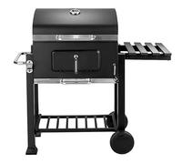 Barbecue au Charbon de Bois, XXL Grill à Charbon avec Couvercle, Barbecue Charbon de Bois Grande Taille avec Cheminée, Barbecue Charbon sur Pied, avec Roues, (107 * 115 * 68cm)