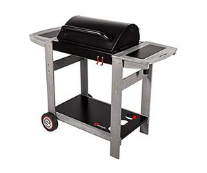 Barbecue au charbon Indiana, avec chariot en bois et deux tablettes latérales