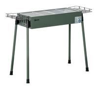 Outsunny Barbecue au charbon de bois portable, 2 grilles, pieds amovibles, 2 paniers – vert foncé