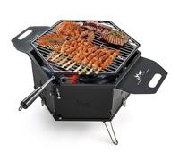 Barbecue au Charbon Portable COSTWAY-Grille pour Pique-niques-4-5 Pers-Pieds Pliables-Acier inoxydable-Fumoir Hibachi-77 x 74 x 38cm
