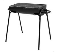 Barbecue au charbon portable - SWAPY - Grande surface de cuisson - Acier inoxydable - Noir mat - Structure métallique