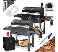 Barbecue au charbon sur chariot - KESSER - Grille de cuisson 56 x 41,5 cm - Grille de maintien au chaud 53,9 x 24,1 cm