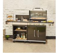 Barbecue au gaz 4 brûleurs et plancha avec desserte - FIDGI