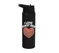 Barbecue avec inscription « I Love Roast Beef Heart Stack Meat Lover » Stainless Steel Insulated Water Bottle