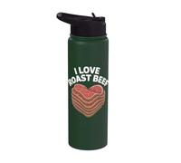 Barbecue avec inscription « I Love Roast Beef Heart Stack Meat Lover » Stainless Steel Insulated Water Bottle
