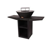 Barbecue avec plaque ronde, grill et support PURLINE EFP57B Noir Noir G