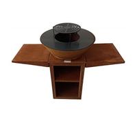 Barbecue avec plaque ronde, grill et support PURLINE EFP57CO Marron Marron G