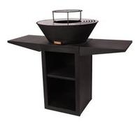 Barbecue avec plaque ronde, grill et support EFP57B Noir
