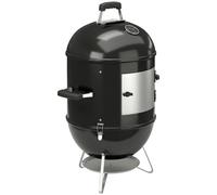 Barbecue braséro fumoir 3 en 1 - 3 grilles de cuisson, thermomètre - noir
