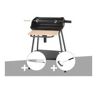 Barbecue charbon bergamo + pince en inox + brosse en t - somagic