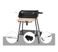 Barbecue charbon bergamo + pince en inox + gant de protection + brosse en t - so