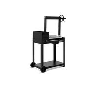 Brasero Barbecue charbon et bois Salamanca – Grille ronde chromée 40,5x49cm réglable – Noir