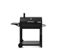 BRASERO - Barbecue Charbon de Bois Burgos - Grille en Acier chromé de 72 x 41 cm - Couvercle de Cuisson et cheminée - cuve Charbon Ajustable en Hauteur - Poignée - Tablette latérale, Noir
