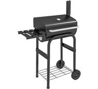 Barbecue au charbon de bois - Outsunny - avec étagères, roulettes, couvercle, thermomètre, cheminée - en métal - noir