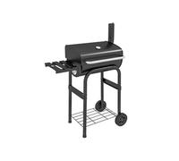 Outsunny Barbecue au charbon de bois chariot de BBQ, avec étagères, roulettes, couvercle, thermomètre, cheminée, en métal noir