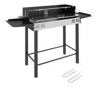 Barbecue charbon de bois BBQ - Outsunny - grille de gril à 3 niveaux et étagères latérales pliables - 118 x 32 x 90 cm - noir