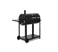 BRASERO - Barbecue Charbon de Bois Burgos - Grille en Acier chromé de 72 x 41 cm - Couvercle de Cuisson et cheminée - cuve Charbon Ajustable en Hauteur - Poignée - Tablette latérale, Noir