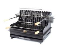 Barbecue charbon encastrable Mendy acier noir + tournebroche