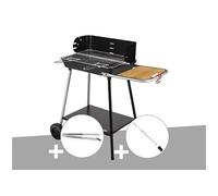 Barbecue charbon Florence Somagic + Pince en inox + Kit tournebroche inox G