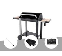 Barbecue charbon Vulcano 3000 + Kit tournebroche + Gant de protection + Malette 8 accessoires inox - Somagic