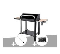 Barbecue charbon Vulcano 3000 + Kit tournebroche + Malette 8 accessoires inox - Somagic