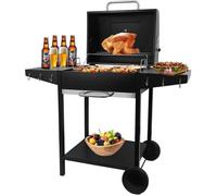 Barbecue Charbon XXL avec 2 Etagères Amovibles Base à Roulettes, Grand Espace de Cuisson & Design Élégant