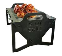 Barbecue Charcoal Grill, Heavy-Duty Folding Campfire Rack, Multi-Functional Cooking Tool with Non-Stick for Bonfire, Traveling, Backpacking, Parties, Garden BBQs, Metal Black Colored