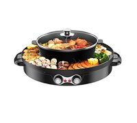 Barbecue coréen Hot Pot Electrique Appareil Fondue Chinoise et Barbecue Coréen électrique de Table 220V 2200W 2 en 1 Chauffage Haute Efficacité Contrôle de Température pour d'un Barbecue (Noir)