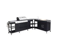 Barbecue. cuisine extérieure gaz - Rochefort - Barbecue 5 brûleurs avec évier. planche. ustensiles. plan de travail. et